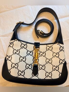 Gucci Black and White Jackie 1961 leather handbag